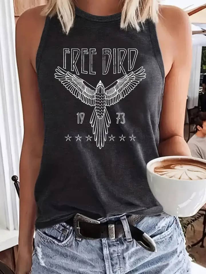 Rosa Clothing - Wholesale Tank Top - Women's - Free Bird & Rock graphic tank top