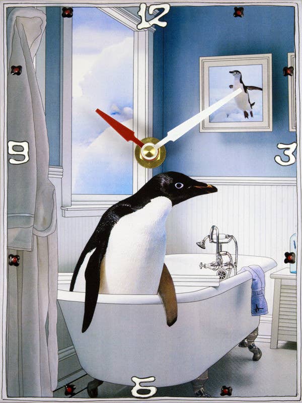 Penguin Watch Collage Clock for wholesale by Lea Alboher
