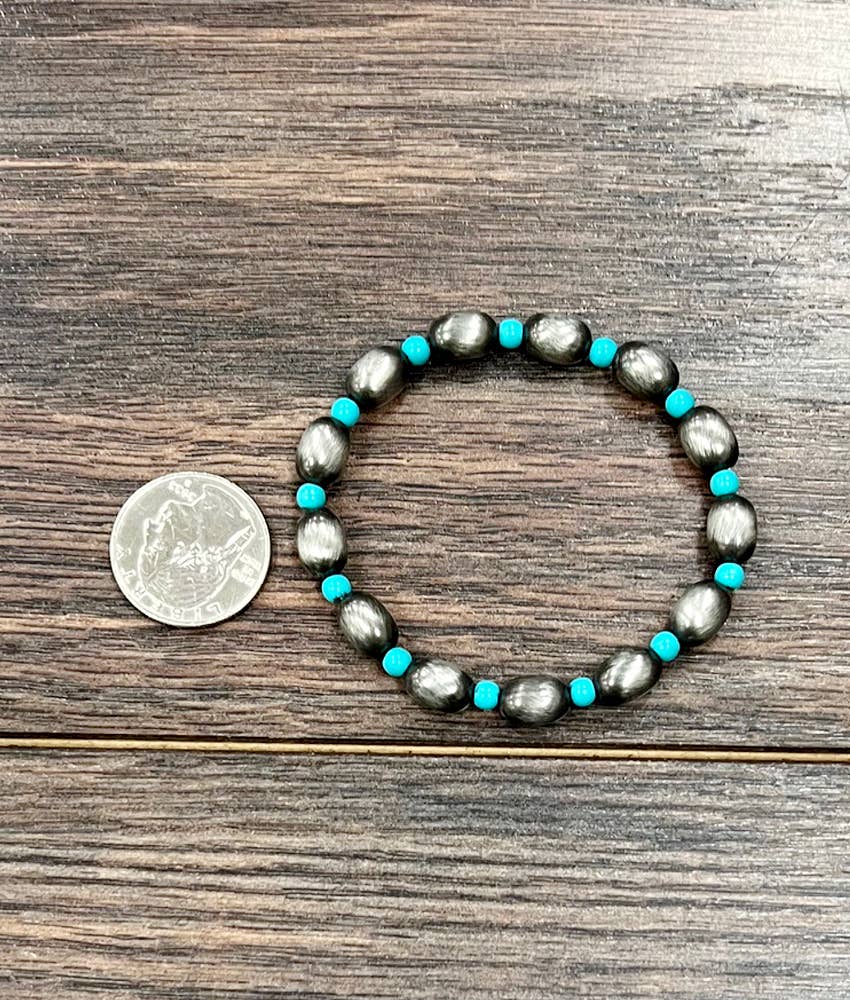 ISAC Trading Inc - Wholesale Beaded Bracelet - 711600, Handmade 10mm Oval Navajo Bead Stretch Bracelet1