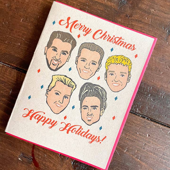 Papermain - Venta al por mayor Tarjetas de Navidad - Tarjeta de Navidad NSYNC, tarjeta de banda de chicos, tarjeta pop de los 90, fiesta de los 90
