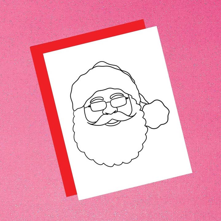 Color Your Own Card - Santa Coloring Card for wholesale by Tiffany Ascensio Designs | Watercolor Greeting Cards