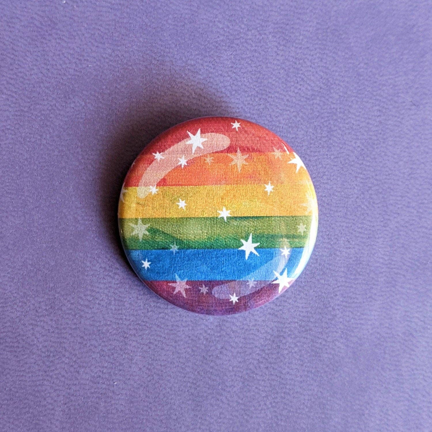 Schlady - Wholesale Lapel Pin/Button - Starry Rainbow Pride Flag - Button Pin3