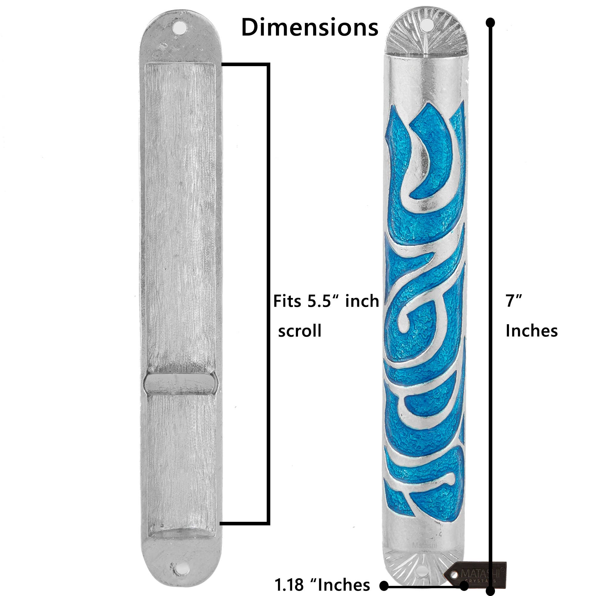 Matashi - Wholesale Decorative Tabletop Object - Matashi Hand Painted Blue Enamel 6'' Mezuzah3