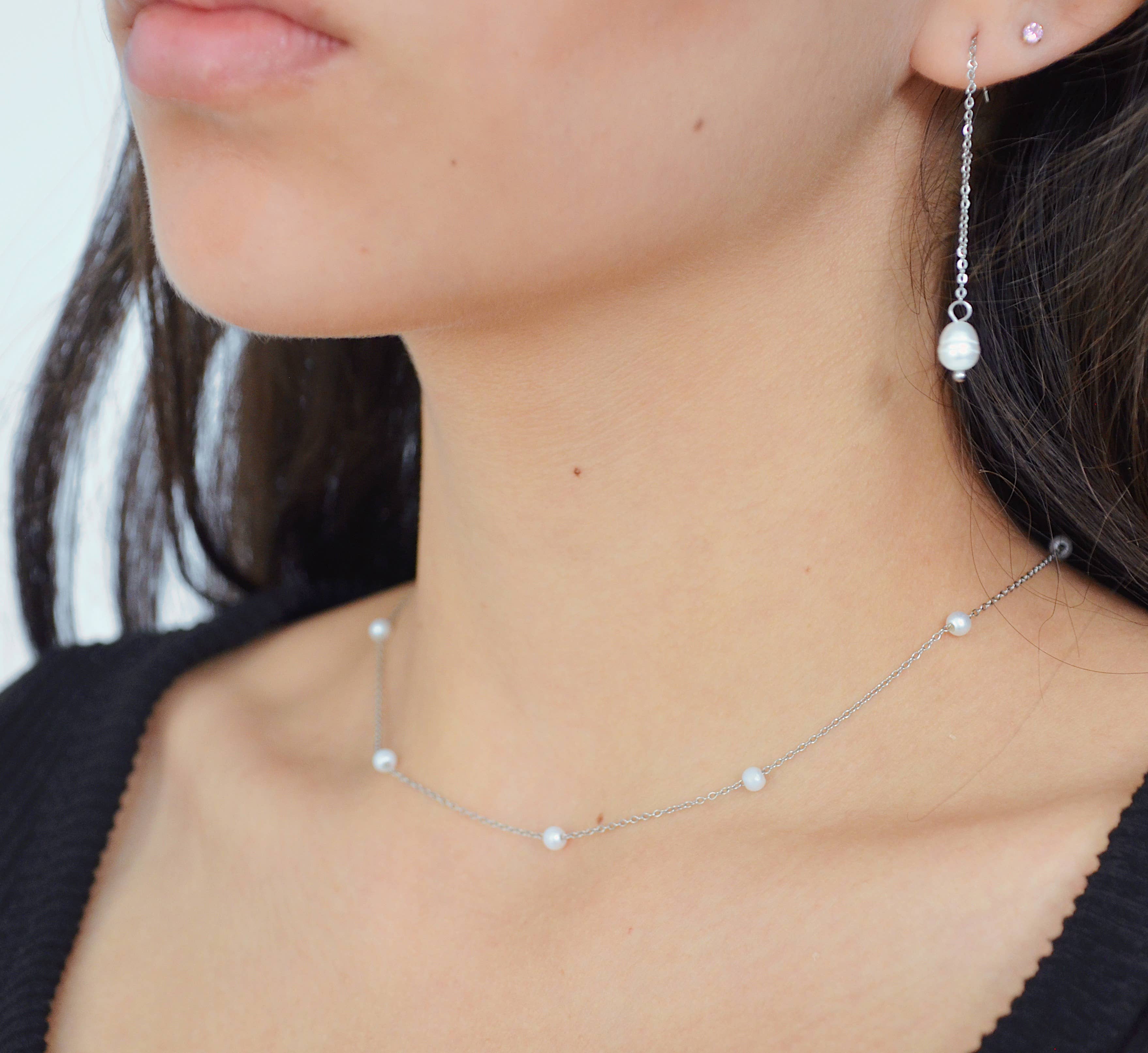 AzzaikJewelry - Wholesale Link & Chain Necklace - Minimalistic Pearl Chain Necklace7