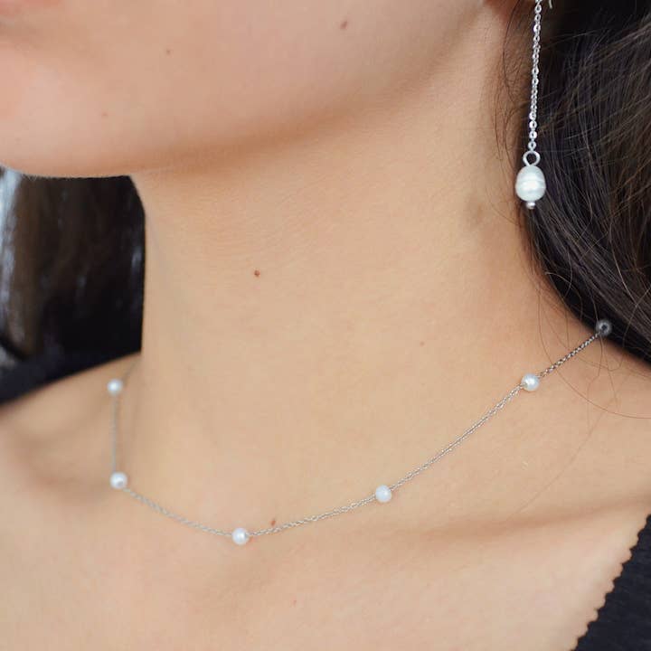 AzzaikJewelry - Wholesale Link & Chain Necklace - Minimalistic Pearl Chain Necklace7