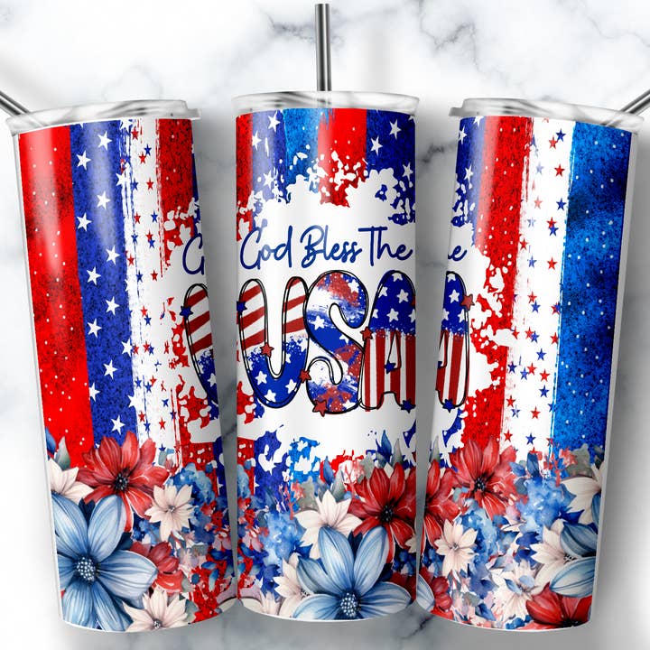 Patriotic Tumbler, Fourth of July Tumbler, USA Tumbler for wholesale by So Peachy Designs