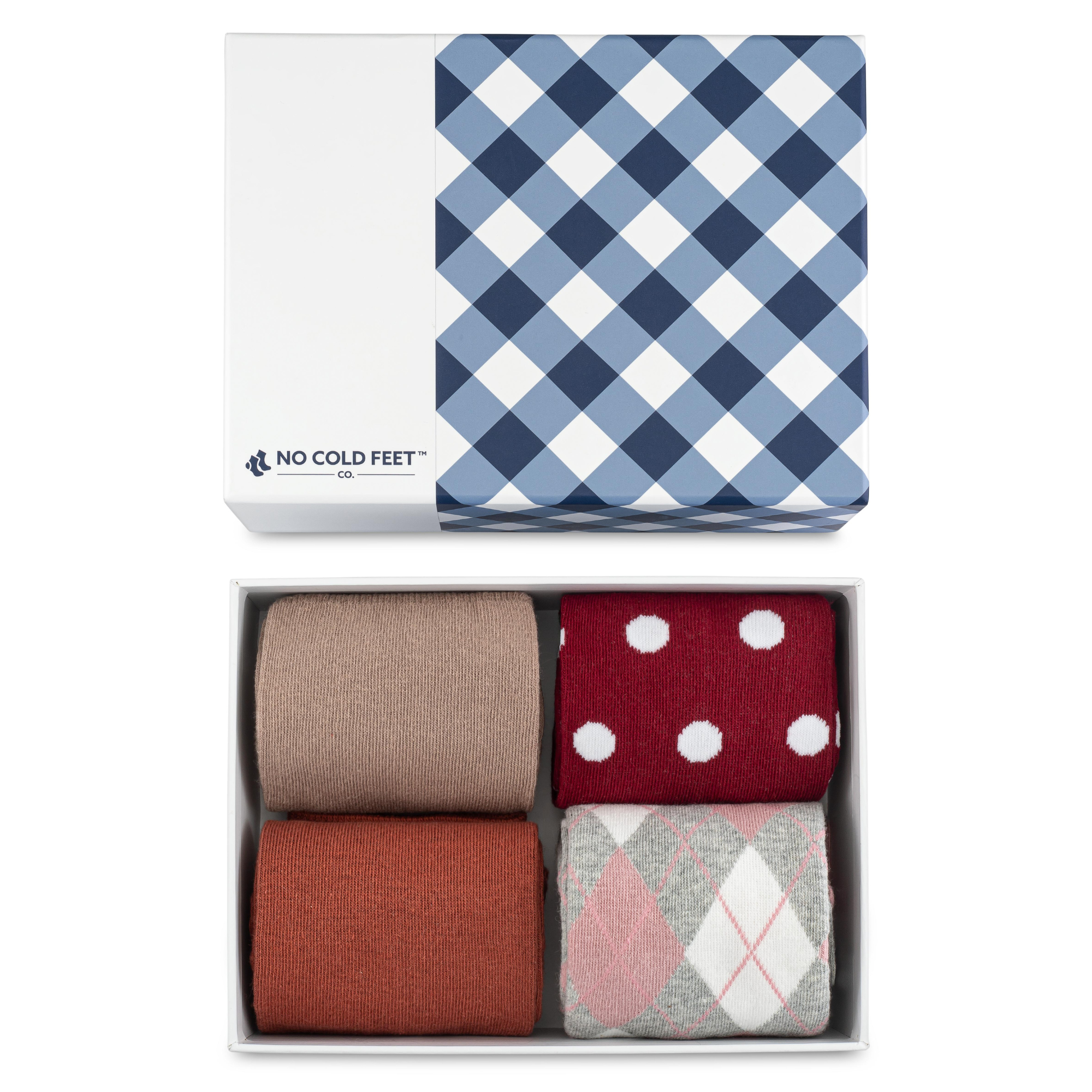 No Cold Feet - Wholesale Socks - Men's - Blue Gift Box 4 Dress Sock Set2