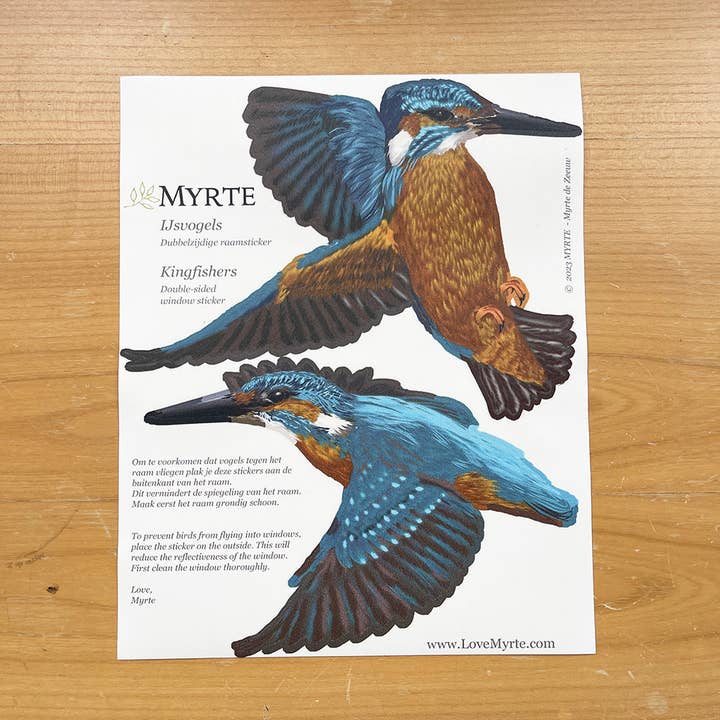 MYRTE - Wholesale Wall Decal/Stickers - Kingfisher Double-sided Window Sticker