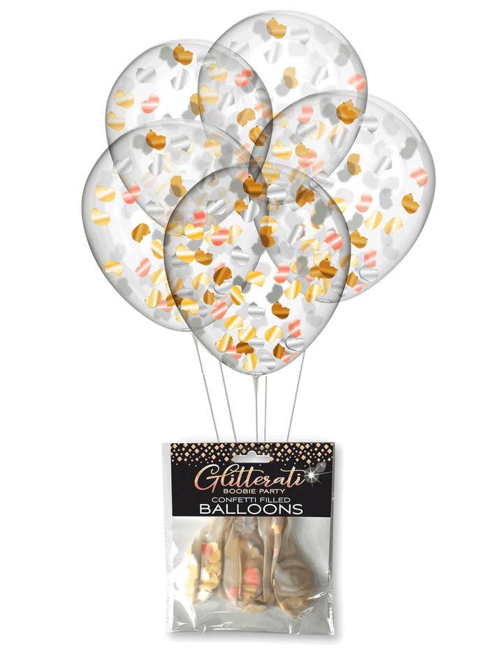 Glitterati Boobie Confetti Balloons for wholesale by Little Genie Productions