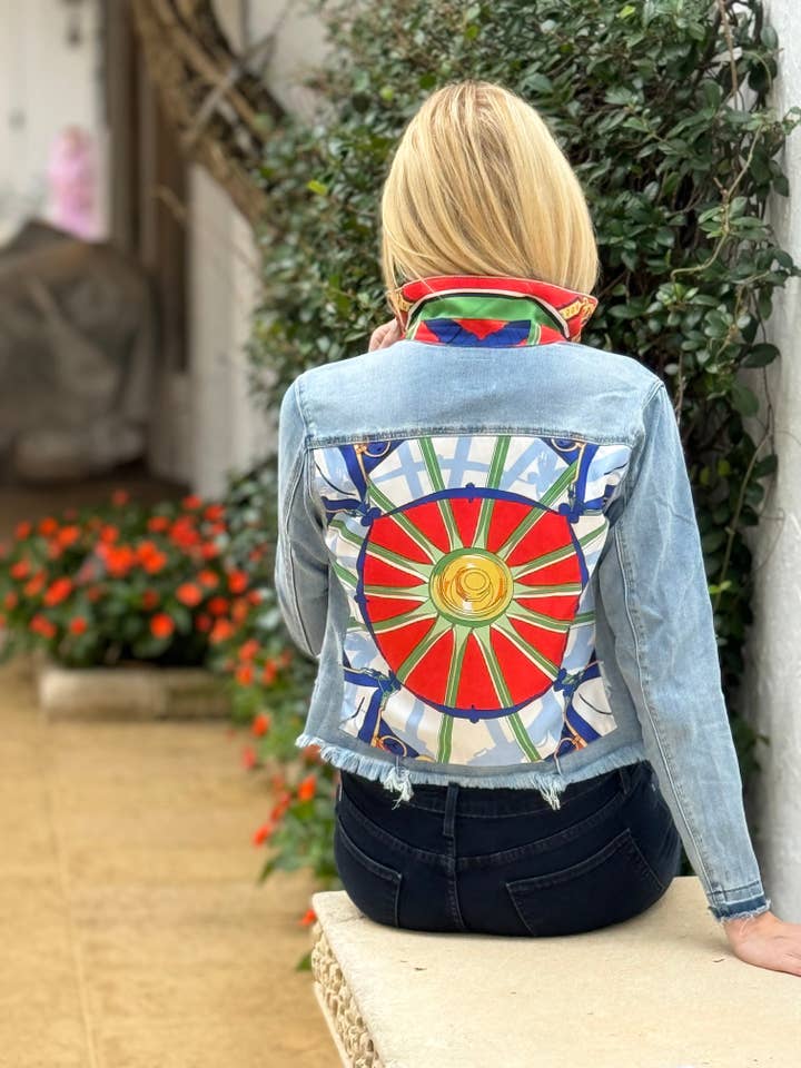 The Light Denim Jacket / Love Red for wholesale by Stacy Bradley Design