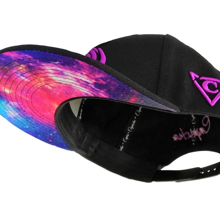 Capiche - Wholesale Flat Brim Cap - Men's - Galaxy Mix Snapback - Black1