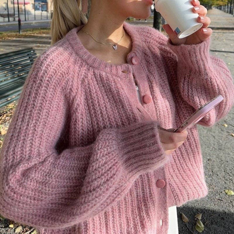 MoodGold - Wholesale Cardigan - Women's - Solid Color Women's Knit Cardigan Long Sleeve Sweater7