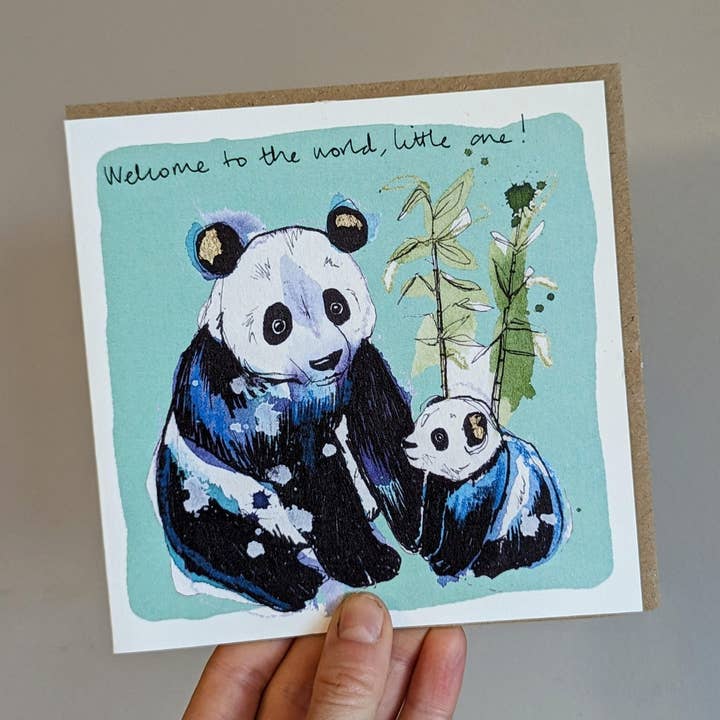 Velkommen til verden, lille! Panda nyt babykort for engroshandel hos Tori Ratcliffe Art