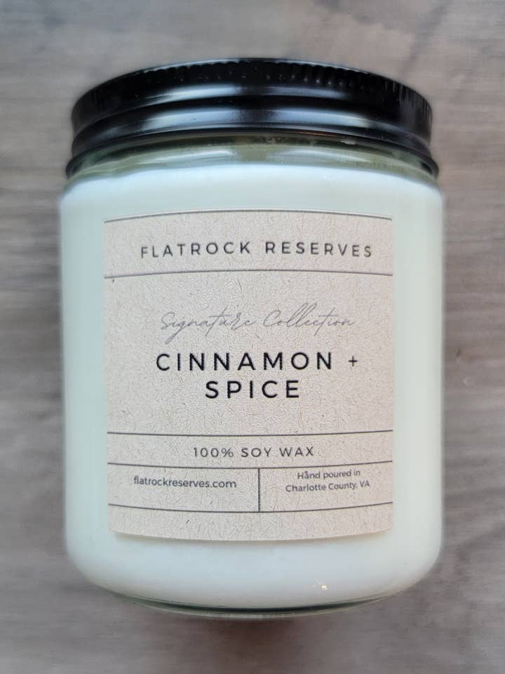 Cinnamon + Spice 8 oz. Candle for wholesale by Flatrock Reserves