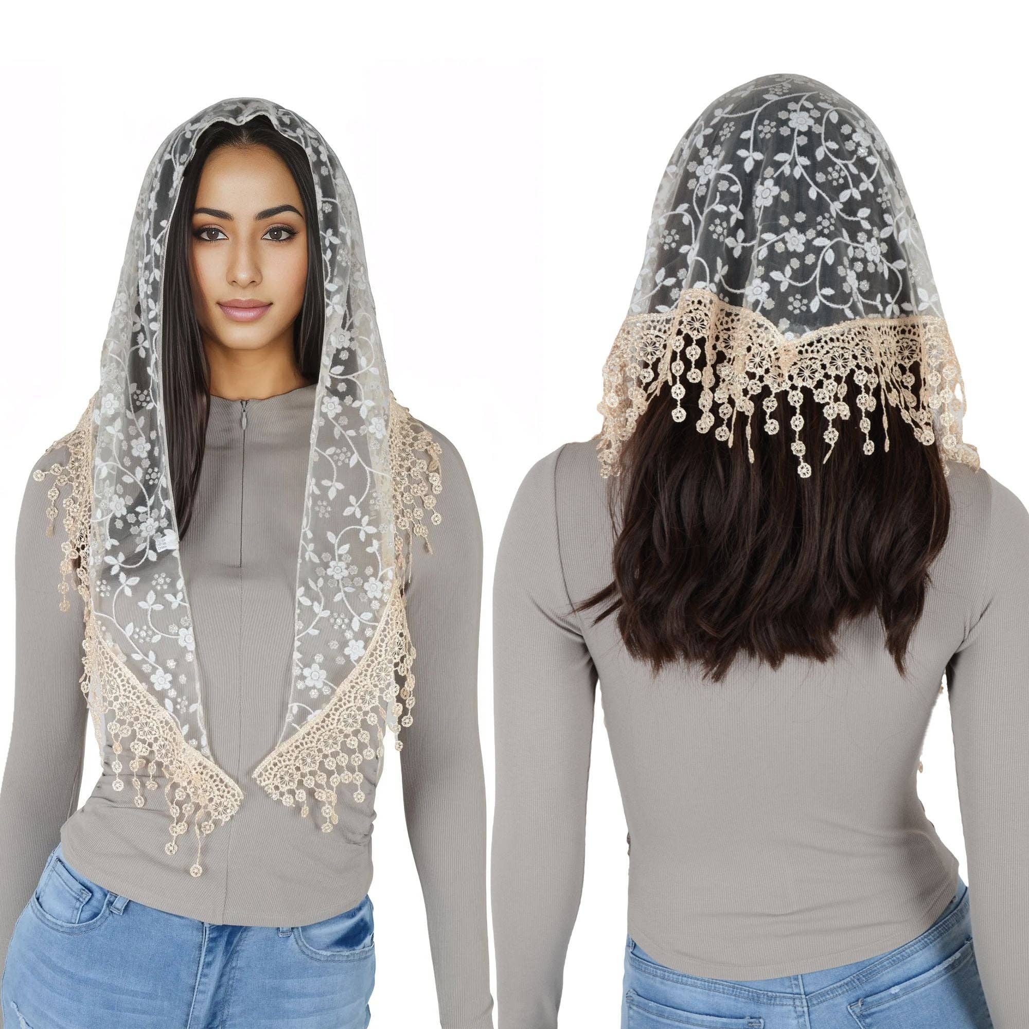 AK Brand - Venta al por mayor Bufanda - Mujer - Bufanda triangular ligera de encaje floral para la cabeza23