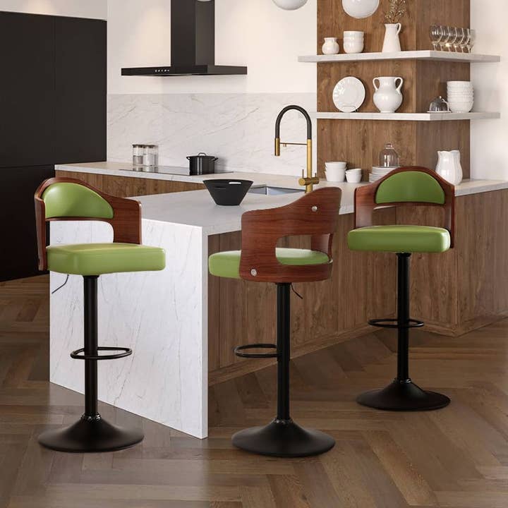 BlakOutlet - Wholesale Stool - Set of 2 Wooden Barstools PU Leather Upholstered Bar Chairs31