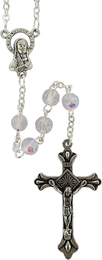 Costa Articoli Religiosi - Wholesale Prayer Beads Necklace - 6mm Crystal Rosary White5