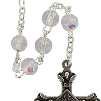 Costa Articoli Religiosi - Wholesale Prayer Beads Necklace - 6mm Crystal Rosary White5