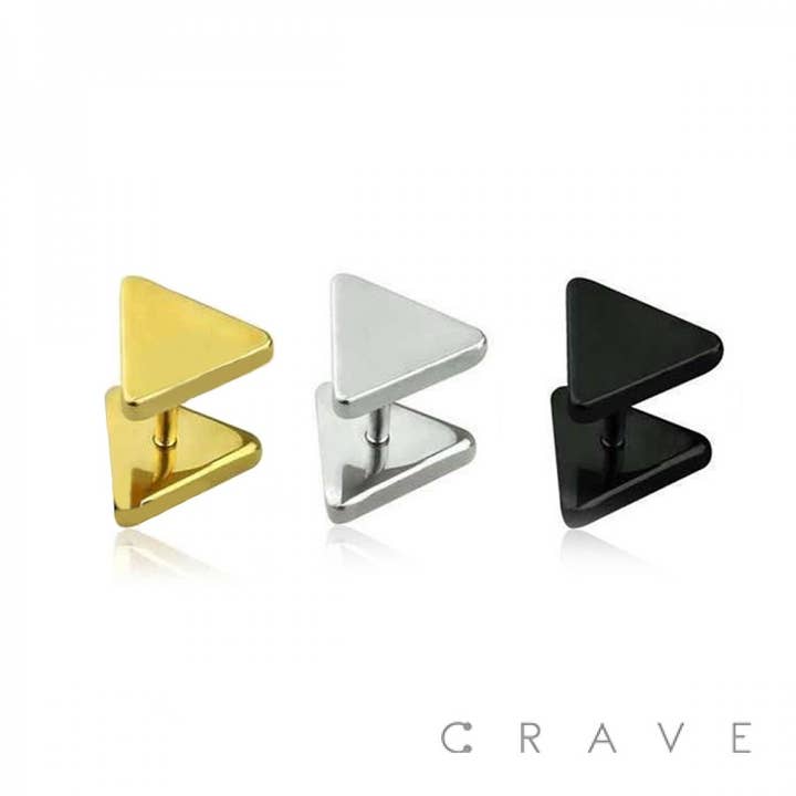 316L SURGICAL STEEL TRIANGLE TOP FAKE PLUG for wholesale by CRAVE BODY JEWELRY
