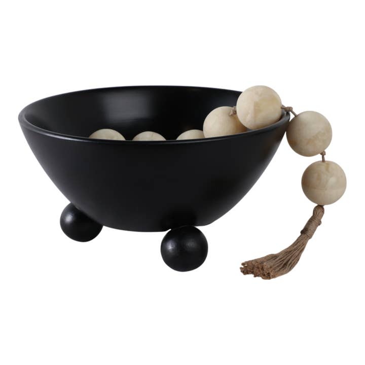 Sagebrook Home - Wholesale Decorative Plate/Dish/Bowl - 12 in. Black Wooden Bowl With Ball Feet