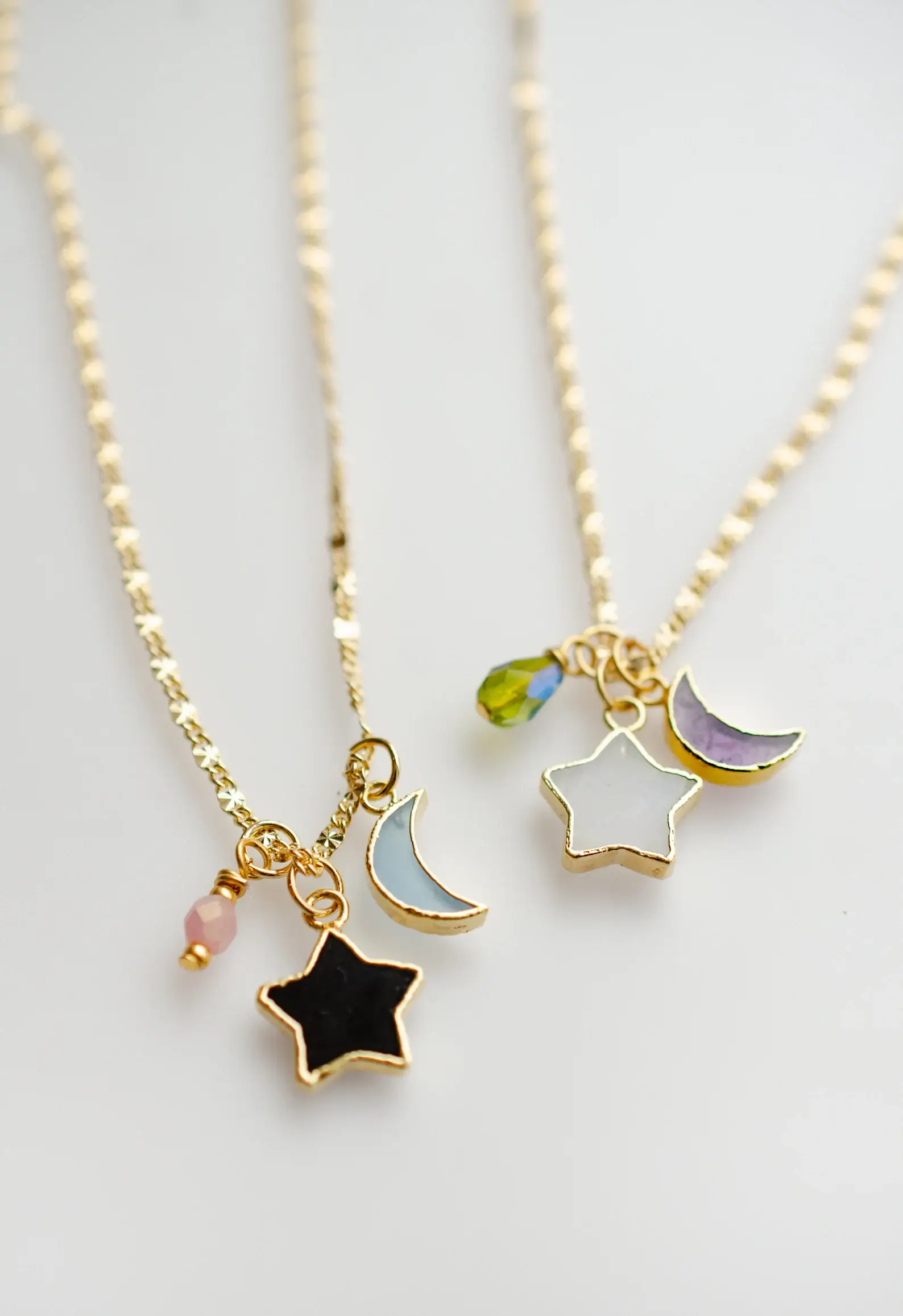 Jill Makes - Wholesale Pendant/Charm Necklace - Star and Moon Gemstone Necklace0
