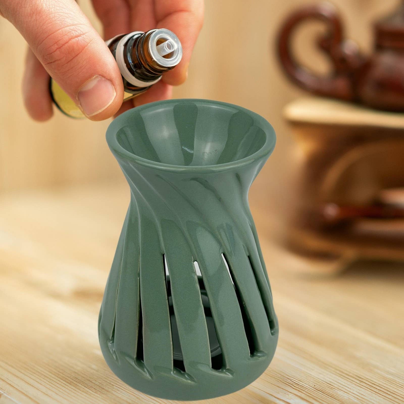 Zen'Arôme - Wholesale Waxbrander - Keramische Corta groene geurbrander met geurmelt11