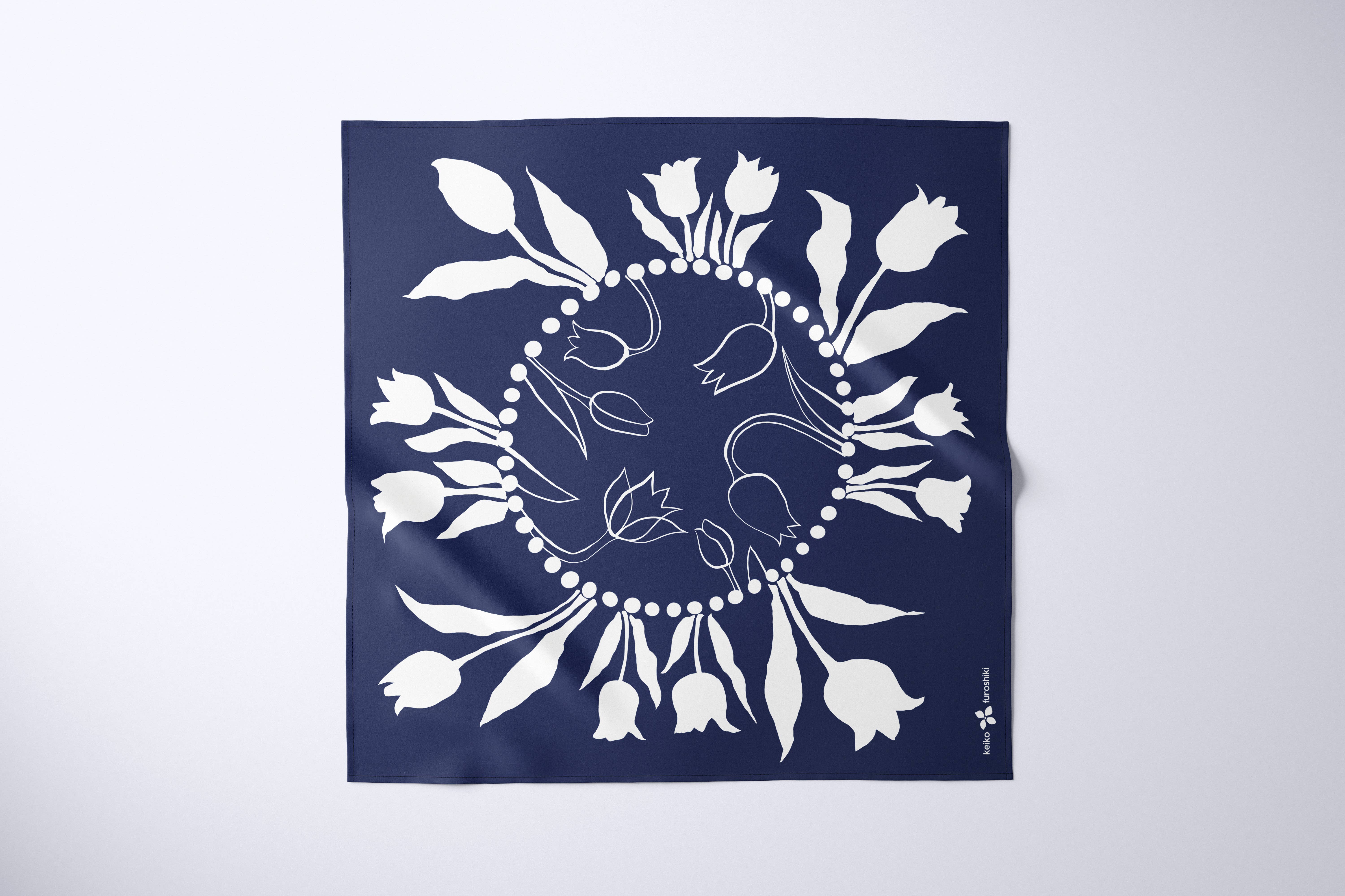 Keiko Furoshiki - Wholesale Flat Wrap - Furoshiki Reusable Japanese Fabric Gift Wrap Tulip on Water2