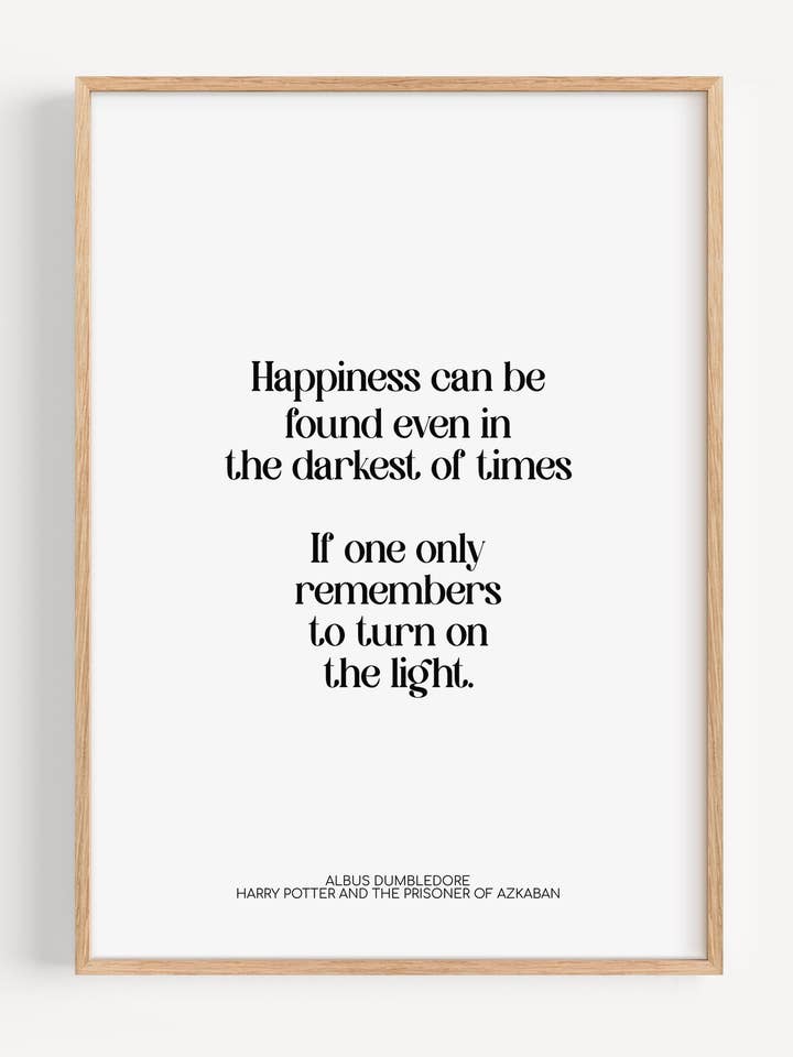 Stampa con citazione di Harry Potter: La felicità si può trovare per la vendita all'ingrosso da parte di Peardrop Prints