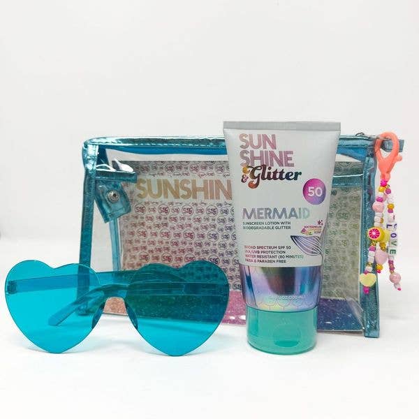 NEW! S&G Mermaid Glitter SPF 50 Travel Ready GIFT SET for wholesale by Sunshine & Glitter
