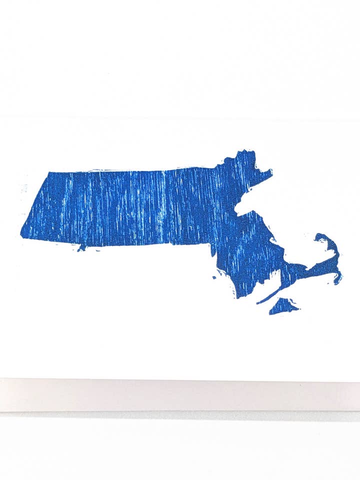 Massachusetts - Original Wood Block Printed Card for wholesale by Wingedprints