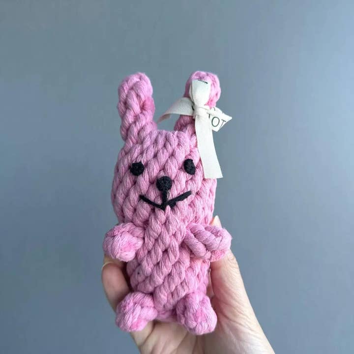 Monli Handcrafted Pet Toys - Wholesale Pet Toy - Cat/Dog - Pink Rabbit Pet Rope Toy | Dog and Cat Rope Toys1