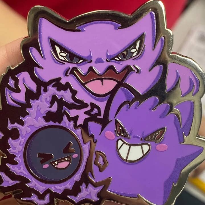 GoopyGoblins - Wholesale Lapel Pin/Button - 2.5" Gengar Trio Hard Enamel Pin1
