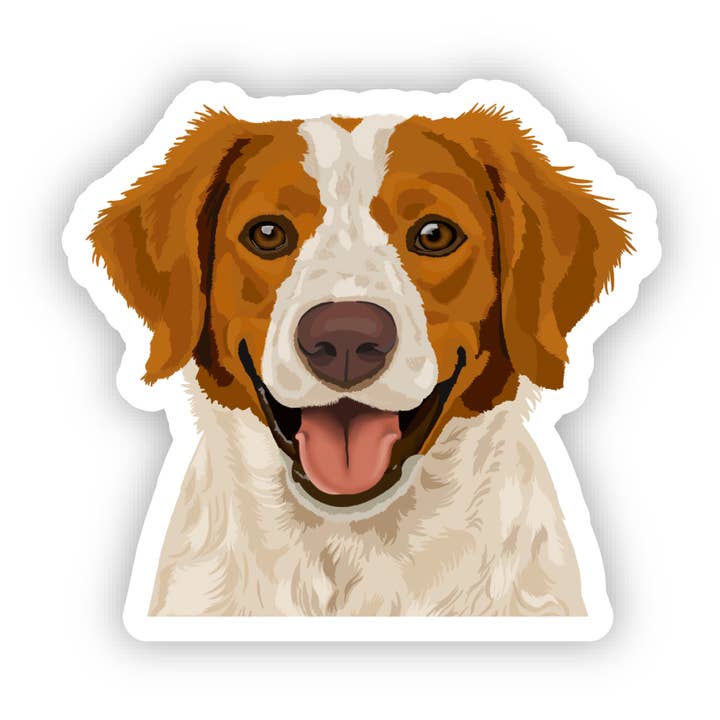 French Brittany Dog Hand-Drawn Vinyl Sticker for wholesale by Happy Sploot Designs