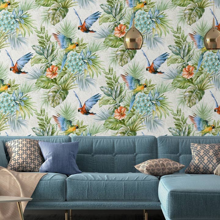Beautiful Birds Deep Embossed Wallpaper, Rich 3D Textured Colorful Vivid Wallcovering, Large 178 sq ft Roll, Decorative, Luxury Wall Paper for wholesale by Walloro Luxury Embossed Wallpaper