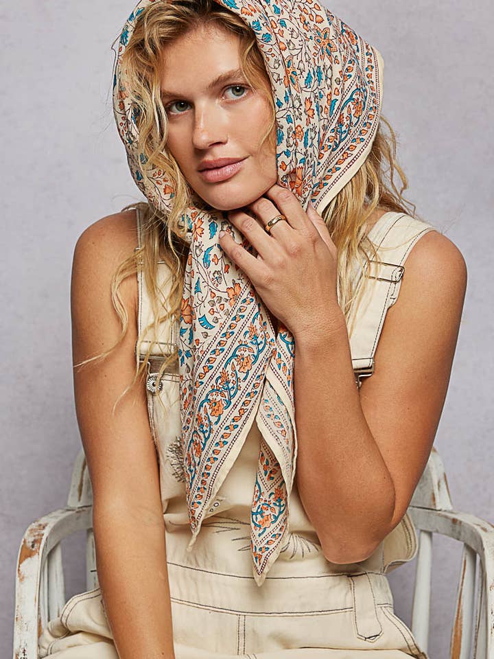 Floral Patterned Multi Style Wrap Scarf for wholesale by Pol Clothing