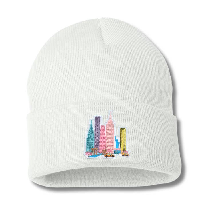 NYC Pink Beanie | Customizable | NYC Gifts for wholesale by Fusion Artsy