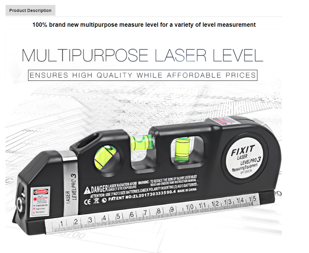 VIGOR – Fita métrica por atacado – Nível de medição a laser infravermelho de alta qualidade Laser03 multi-função magnético (Pacote de 10)6