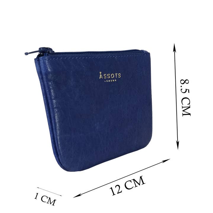 Assots London – wholesale Coin purse – Women’s – 'Poppy' Blue Iris Full Grain Leather Zip Top Coin Purse3