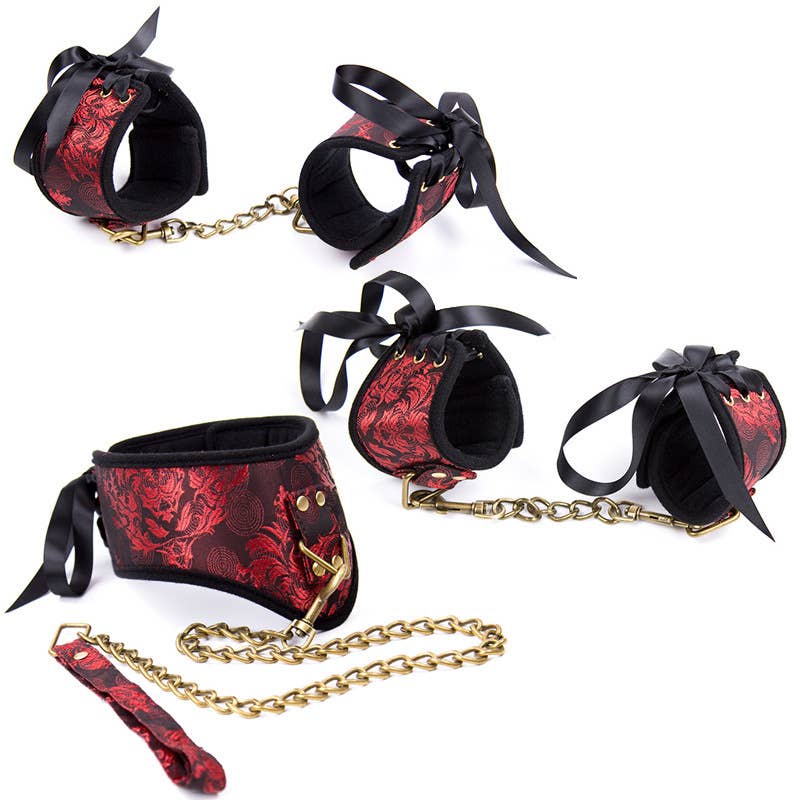 Tourtiwi - Vente Sex toys - Ensemble de bijoux sexuels imprimés menottes et attaches de pieds31