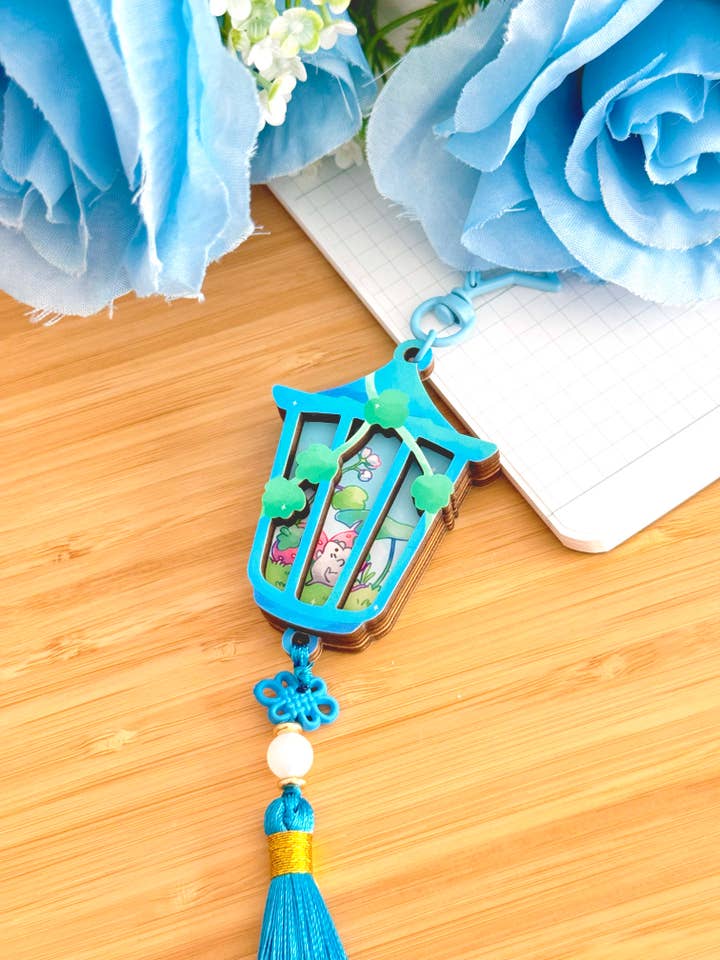 Strawberry Lantern Wooden Keychain for wholesale by Shiku Designs