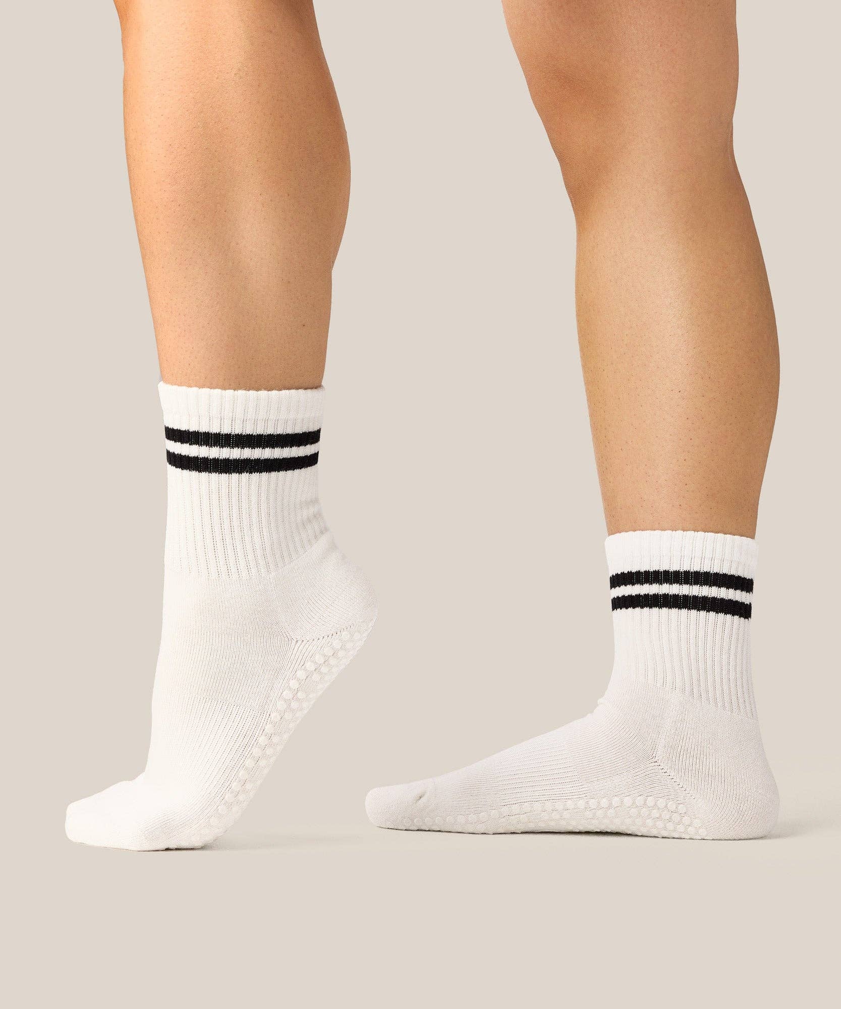 MoveActive – Großhandel Socken – Damen – Crew Grip Socken - Sportlicher Streifen Elfenbein0