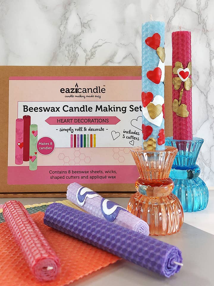 Fabrication de bougies en cire d'abeille Eazicandle - Décorations en forme de cœur pour la vente par EAZICRAFT