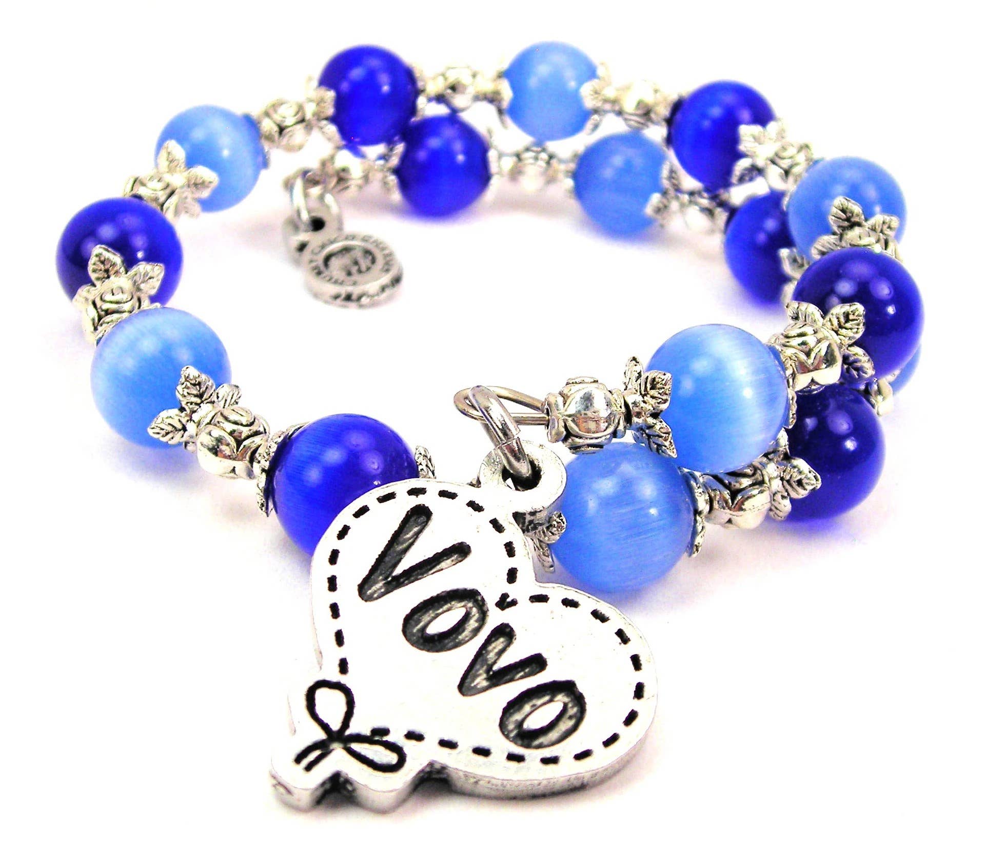 Chubby Chico Charms - Vente Bracelets à breloques/pendentifs - Vovo Bracelet en forme de cœur matelassé en perles en forme d'œil de chat portugais0