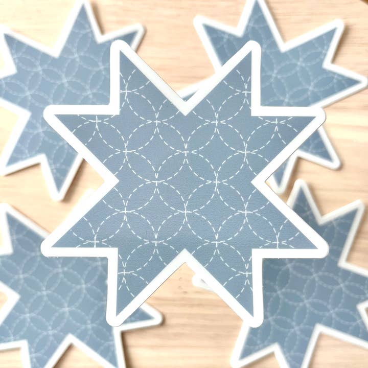Blue Quilt Star Vinyl Sticker for wholesale by Little Sister Sewing