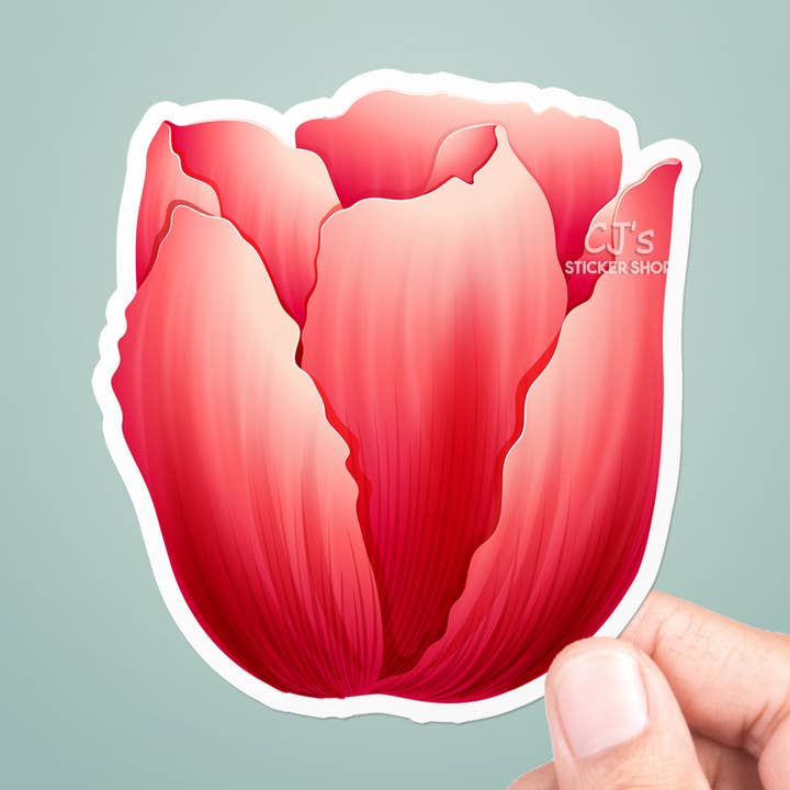 Adesivo in vinile a forma di tulipano per la vendita all'ingrosso da parte di CJ's Sticker Shop
