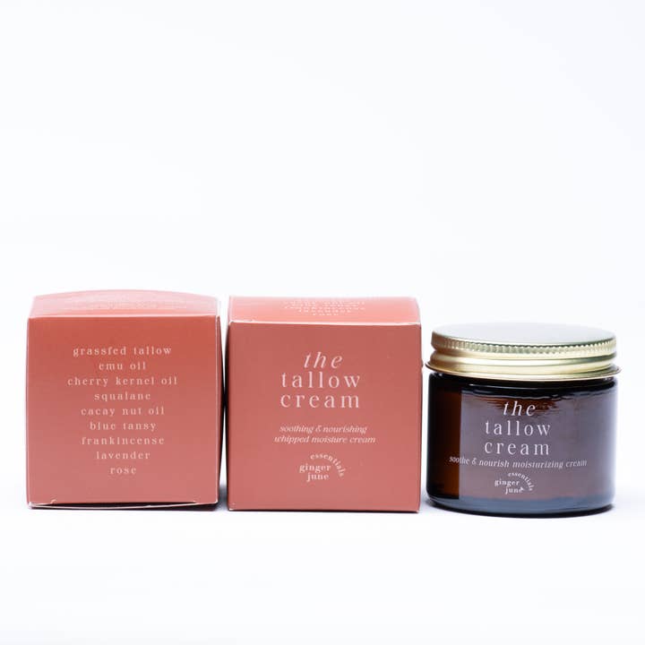 Pisket Talg • Beroligende & Nærende Hudcreme - græsfodret talg, squalen, cacaynød & emuolie for engroshandel hos Ginger June Candle Co.