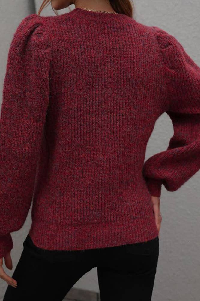 UNISHE - Wholesale Knit Sweater - Women's - Plain Puffy Sleeves Pullover Sweaters MY01910