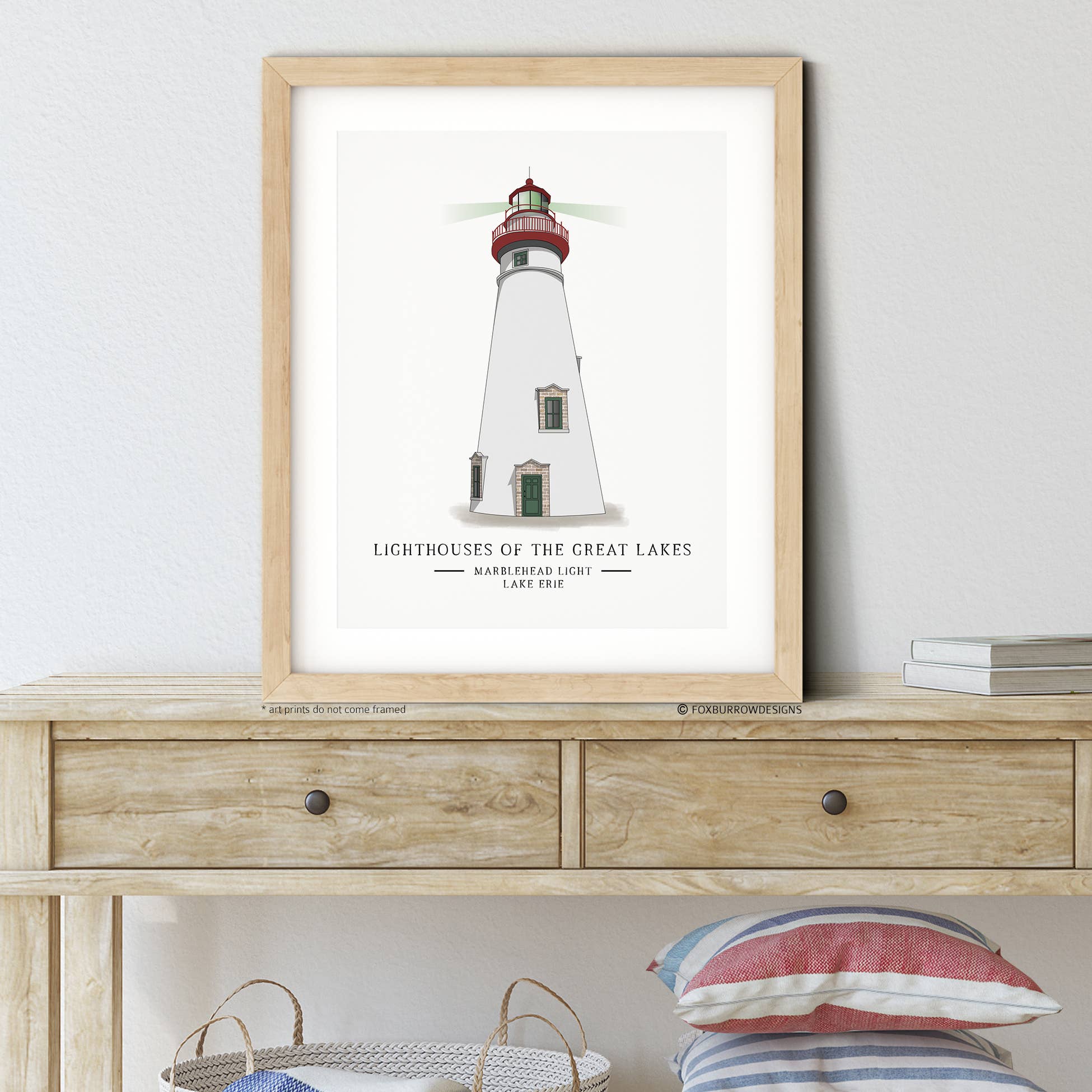 Fox Burrow Designs – wholesale Konsttryck – Marblehead Light Konsttryck - Fyrar i de stora sjöarna1