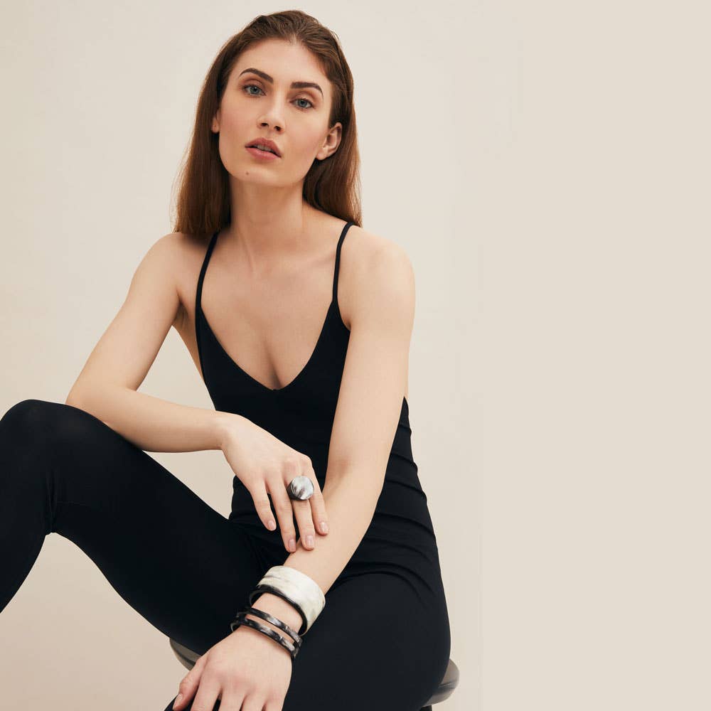 BRANCH JEWELLERY – wholesale Cocktail/statement ring – Black Natural Round Buffalo Horn Ring jewelry Gift for women7