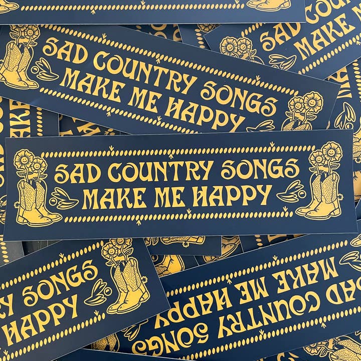Sad Country Songs Bumper Sticker for wholesale by Like Glue Print Co